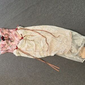 Lacemade Floral Pink and Cream Lace Dress